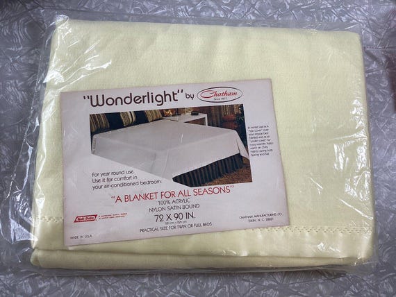 Vintage Chatham Blanket 100 Acrylic 90x72 Satin Trim NOS New Old Stock Yellow Etsy