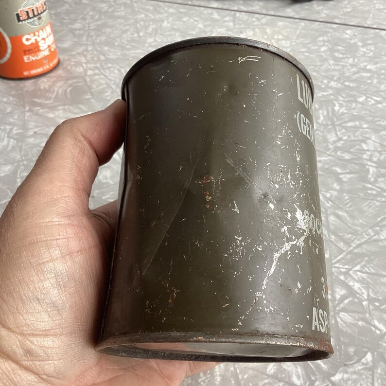 Vintage 1954 Army Aircraft Lubricating Grease Can MIL L 7711 Socony Vacuum Oil image 6