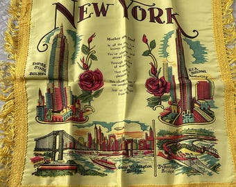 WWII US Army Sweetheart Souvenir Pillow Cover Flocked Satin, Blue