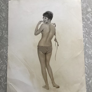 11x14 enorme kunstfotoprint Linda Harrison Gingham Bikini Topless Risque
