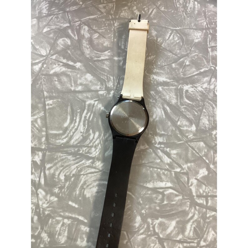 Vintage Le Watch Quintel 80s Memphis Style Black White Watch Primary Color Hands image 4