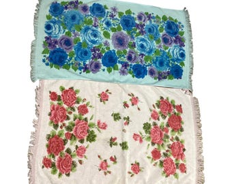 Vintage Lot of 2 Bath Towels Cannon Fashion Manor Pink Blue Floral