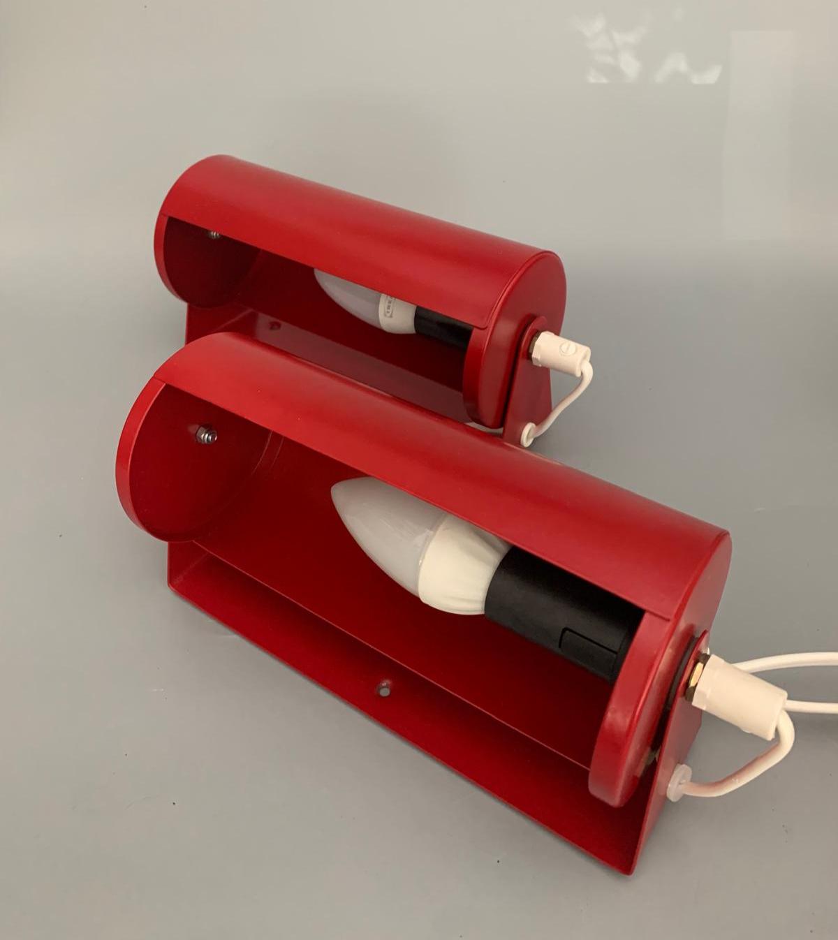 Set of 2 Vintage IKEA Wall Lamp Lod V413 – Red Retro 80s Lamp | Wall Lamp Wall Lighting with Rotating Shade | Reading Lamp Bed or Living Room