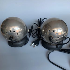 Vintage Artilux AB Magnetic Lamps Set of 2, Sweden 1970s, Space Age Chrome Eyeball Table Lamps