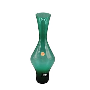 Vintage Empoli Glass Vase Made in Italy Label Emerald Green Italian Art Glass Mid Century Modern MCM Home Decor 25cm 1960s