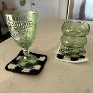 Cute Handmade Crochet Checkered Coasters Housewarming Gift