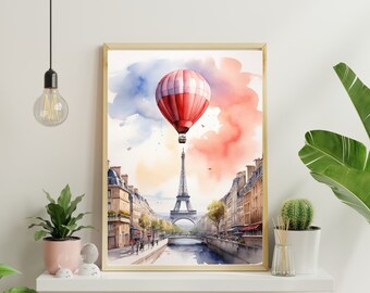 Paris Wall Art, Wall Decor, Eiffel Tower Print, Parisian Style, France Artwork, Digital Art, Vintage Paris, Travel Gift, Home Decor