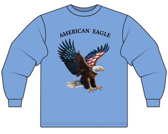 American Eagle - Camiseta de manga larga, camiseta patriótica, Día de la Independencia.