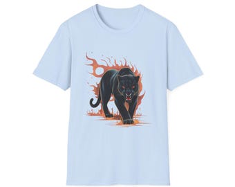 Schwarzer Panther im Feuer - Unisex Softstyle T-Shirt