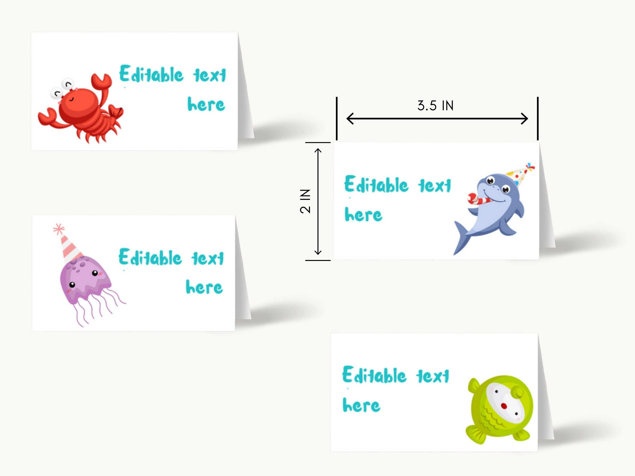Editable Underwater Food Card, Printable Table Card, Editable Name ...