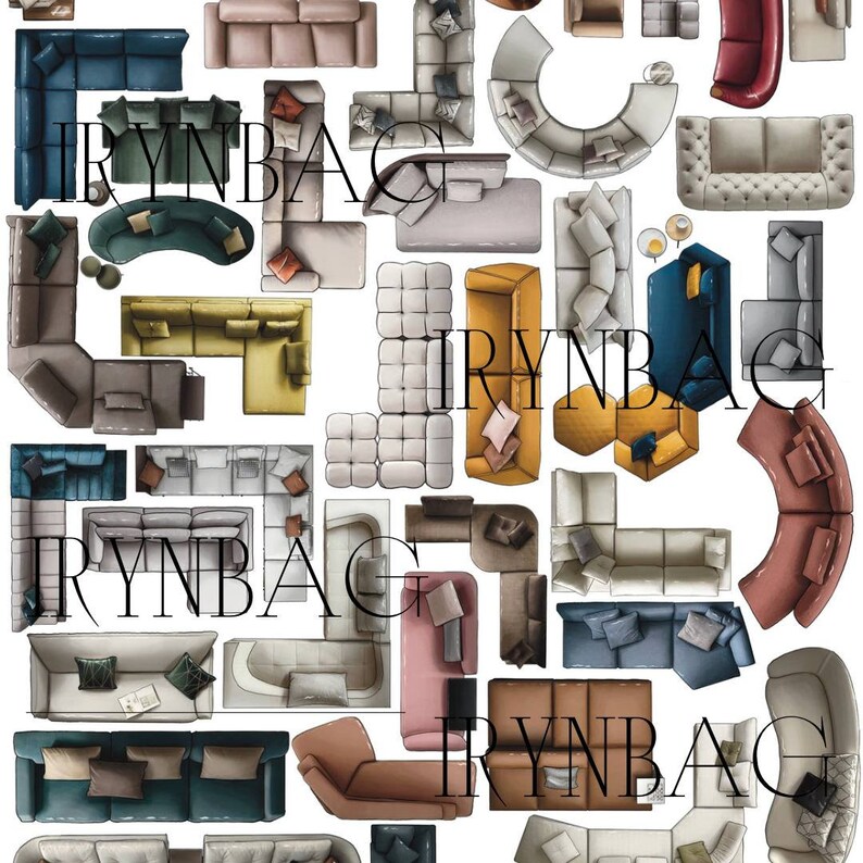 Interior Furniture Blocks for Procreate, Interior Sketch, Sketch Plan