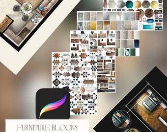 Interior furniture blocks for procreate, interior sketch, sketch plan furniture, furniture illustration, design home