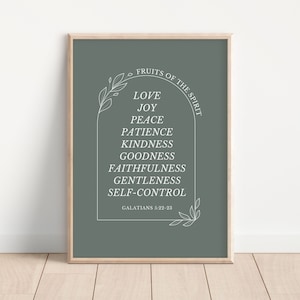 Fruits of the Spirit Print, Galatians 5:22-23, Fruits of the Spirit Minimalist Print, Nursery Wall Art, Christian Print, DIGITAL DOWNLOAD