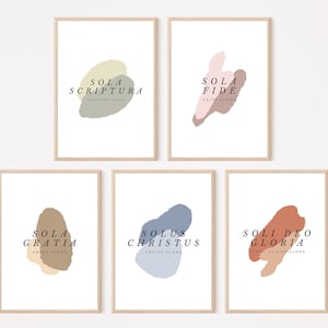 5 Solas, 5 Solas of the Reformation, Set of 5 Solas Wall Art, Christian Wall Art Set of 5, Soli Deo Gloria Printable, DIGITAL DOWNLOAD