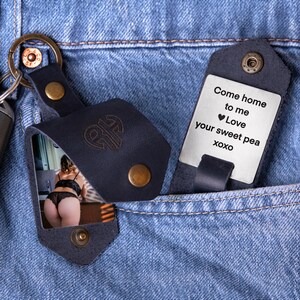 Boyfriend key fob with photo, leather gift for boyfriend, custom keychain gifts with photo, boyfriend key chain, leather photo keychain gift