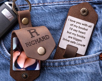 Naughty picture keychain for him, naughty mini photo album keyring, personalized naughty picture gift for him