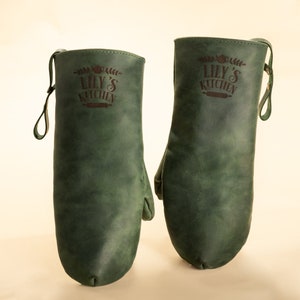 Custom Leather Oven Mitts, Leather Oven Mitts with Personalization, Cooking oven mitts