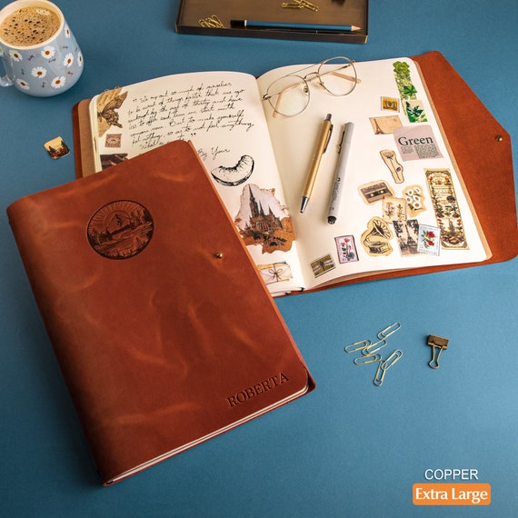 Leather sketchbook, Personalised artist gifts, Leather sketch book with Lock, Refillable hand bound leather sketchbook