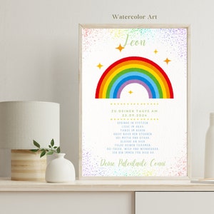 Patenbrief Taufe "Regenbogen" / Geschenk Taufe Patenkind personalisiert /Patenurkunde Taufgeschenk Taufbrief * PDF / Druck A3 /A4 /A5 /20x30