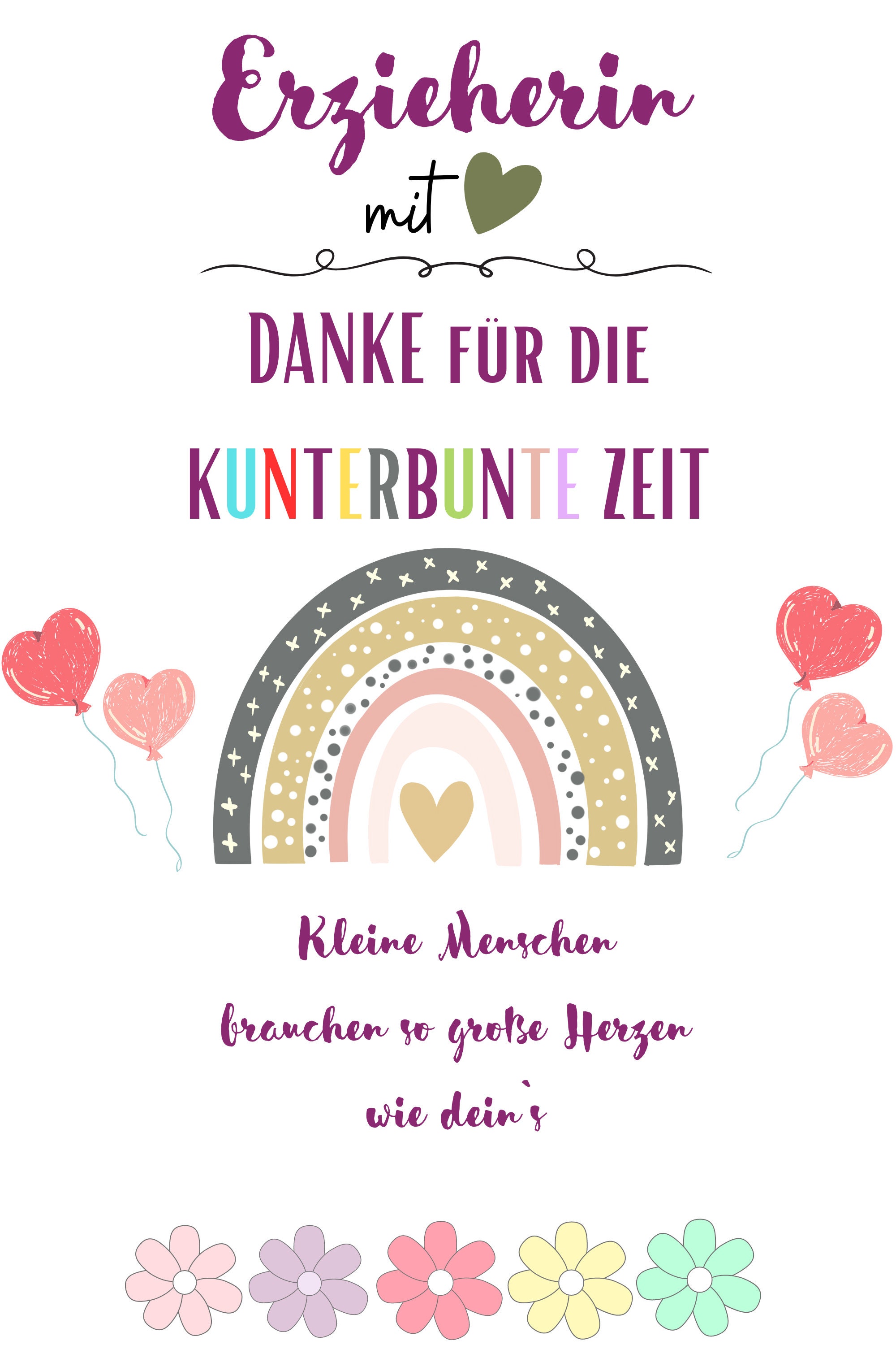 Druckvorlage Danke Fur Die Kunterbunte Zeit Vorlage