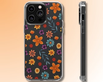 Boho Flower Pattern Clear Phone Case For iPhone 14 13 12 11 Pro Max Iphone 14 Max Plus Cover Samsung Galaxy S22 S21 Case