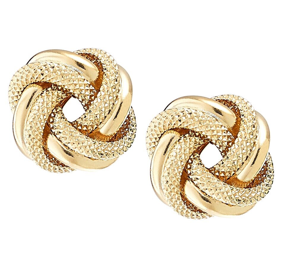 10K Solid Gold Love Knot Studs Earrings, Ear Jewelry Made in