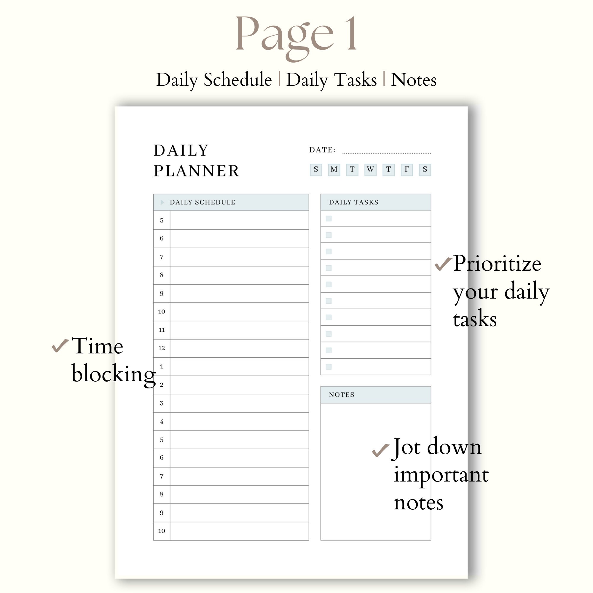 Printable Time-blocking Daily Planner 8.5x11 - Etsy