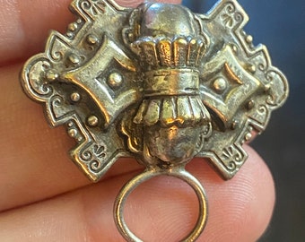 Antique Silver Repoussé Brooch c1920 - 1930