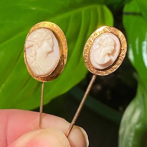 Antique Gold Cameo Stick Pins
