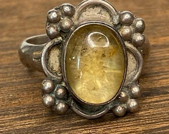 Vintage Smokey Quartz Sterling Ring ~ Size 7