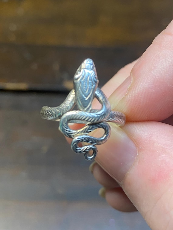 Argentium Silver Snake Ring ~ Size US 7 ~ 96% Silver Purity
