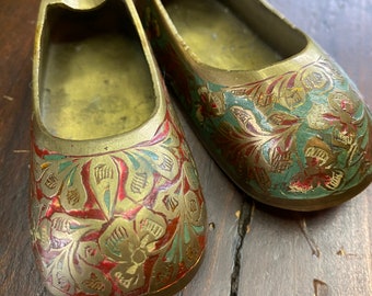 Vintage Schuh-Räuchertabletts aus Messing