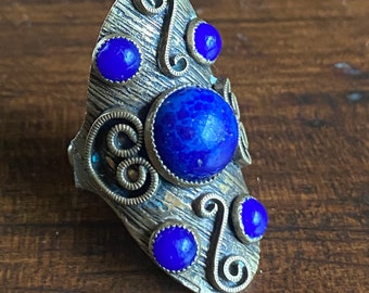 Antique Nemco Lapis Adjustable Shield Ring ~ 1930s Art Nouveau