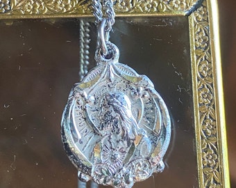 Catholic Sacred Heart Pendant ~ Sterling and Doublesided