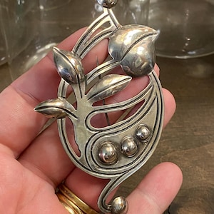 Oversized Modernist Mexico Sterling Brooch
