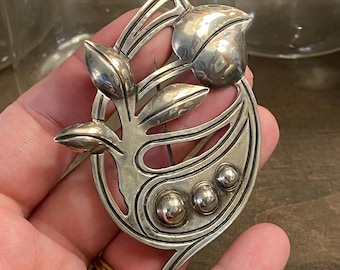 Oversized Modernist Mexico Sterling Brooch