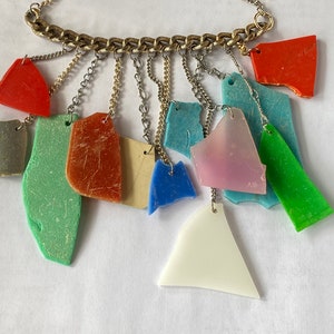 Colorful Recycled Found Object Necklace ~ Playful Bright Plastic