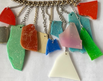Colorful Recycled Found Object Necklace ~ Playful Bright Plastic