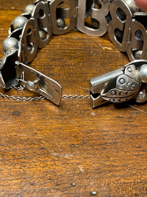 Statement Mexico Silver Amethyst Panel Bracelet - image 11