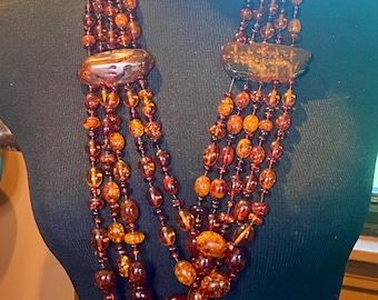 Vintage Baltic Amber Raw Cut Necklace