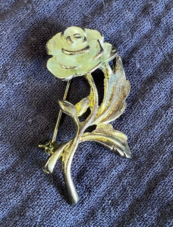 Vintage Rose Brooch ~ Gold Flower
