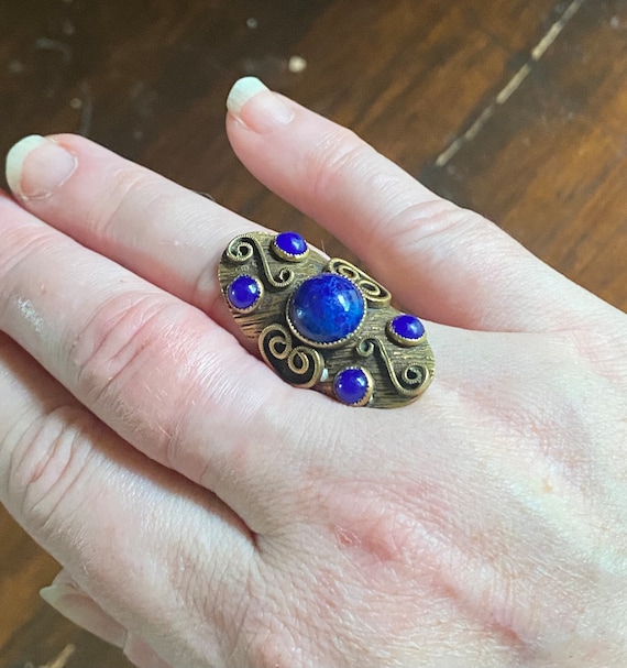 Antique Nemco Lapis Adjustable Shield Ring ~ 1930… - image 2