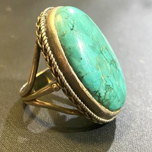 巨大なヴィンテージターコイズとスターリングリング ~ サイズ 9