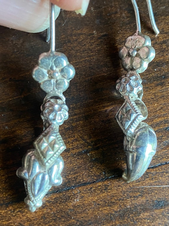 Art Nouveau Antique Sterling Silver Drop Earrings