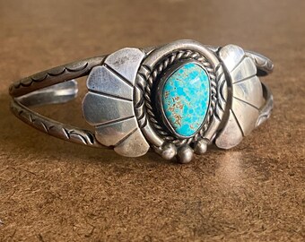 Signed Navajo Sterling & Turquoise Cuff