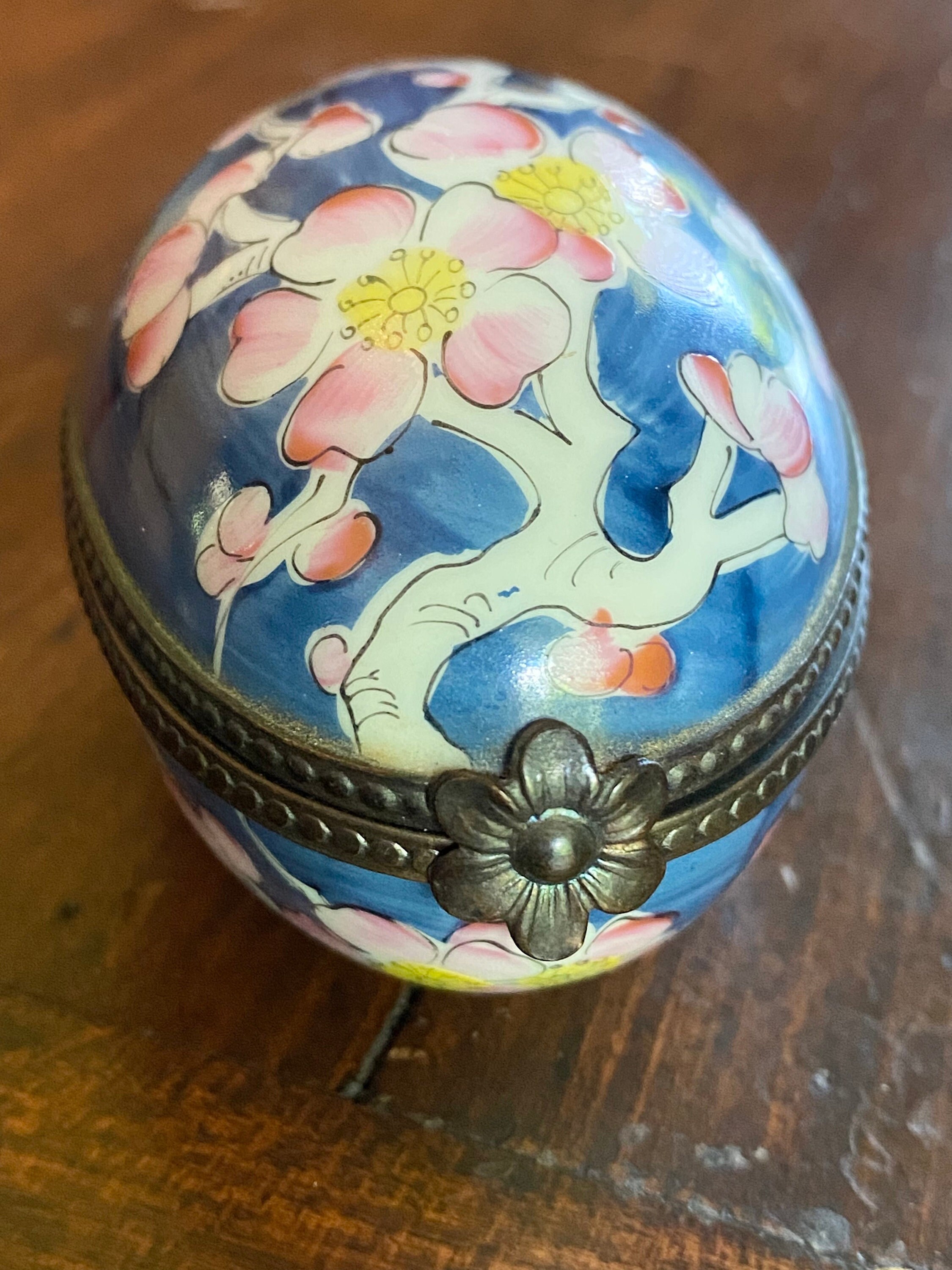 Limoges 花柄ボックス 陶磁器 Limoges Trinket Box Cherry Blossoms - Etsy