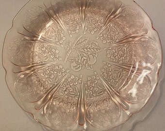 Lot of 5 Pink Depression Era 7&quot; Salad Plates “ Jeannette Cherry Blossom”