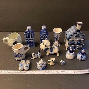 Lot of Delft Blue Hand Painted Miniatures