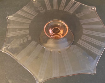Pink Depression Glass Cake/Sandwich Stand