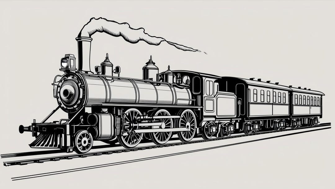 Line Drawing of a Train - Etsy
